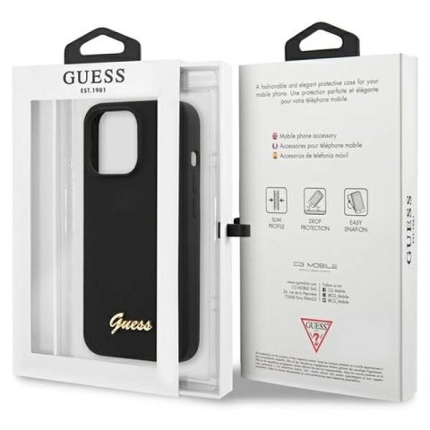 Etui Guess Silicone Script Gold Logo na iPhone 13 Pro Max - czarne Guess