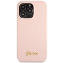 Etui Guess Silicone Script Gold Logo na iPhone 13 Pro Max - jasnoróżowe Guess