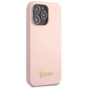 Etui Guess Silicone Script Gold Logo na iPhone 13 Pro Max - jasnoróżowe Guess