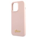 Etui Guess Silicone Script Gold Logo na iPhone 13 Pro Max - jasnoróżowe Guess