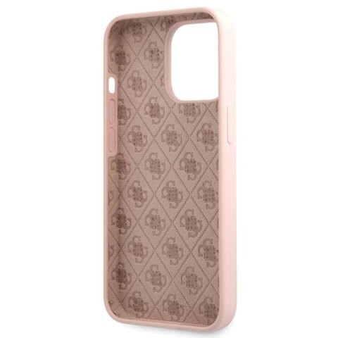 Etui Guess Silicone Script Gold Logo na iPhone 13 Pro Max - jasnoróżowe Guess