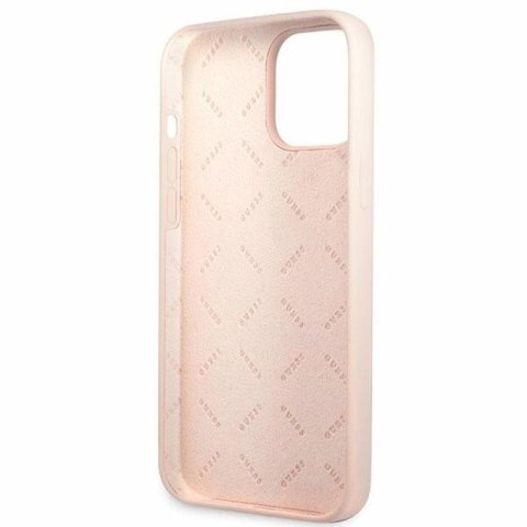 Etui Guess Silicone Script Gold Logo na iPhone 13 Pro Max - jasnoróżowe Guess