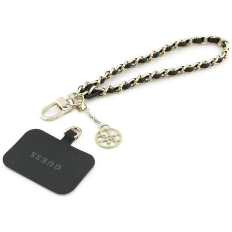 Pasek Guess Saffiano Chain 4G Charm - czarny Guess