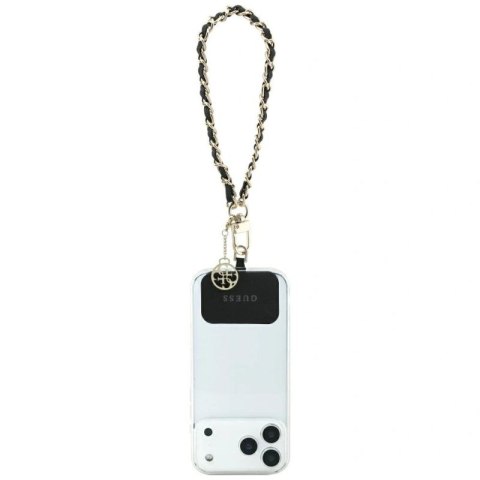 Pasek Guess Saffiano Chain 4G Charm - czarny Guess