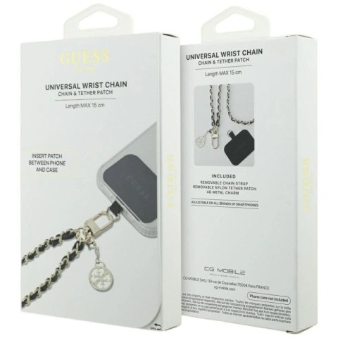 Pasek Guess Saffiano Chain 4G Charm - czarny Guess