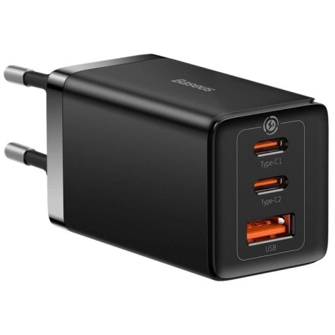 Szybka ładowarka sieciowa GaN 2xUSB C 1xUSB 65W Baseus GaN5 Pro + kabel USB C - USB C 100W - czarna Baseus