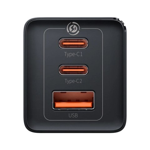 Szybka ładowarka sieciowa GaN 2xUSB C 1xUSB 65W Baseus GaN5 Pro + kabel USB C - USB C 100W - czarna Baseus
