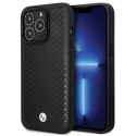 Etui BMW Leather Diamond Pattern na iPhone 14 Pro - czarne BMW