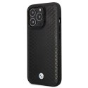 Etui BMW Leather Diamond Pattern na iPhone 14 Pro - czarne BMW
