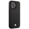 Etui BMW Leather Diamond Pattern na iPhone 14 Pro - czarne BMW