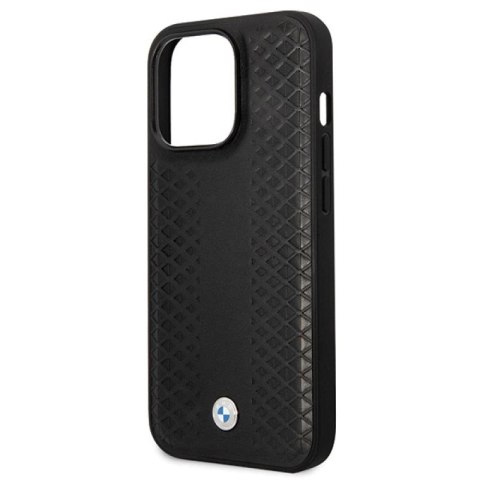 Etui BMW Leather Diamond Pattern na iPhone 14 Pro - czarne BMW