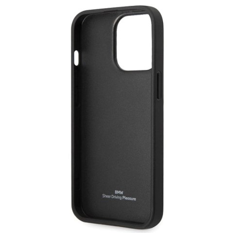 Etui BMW Leather Diamond Pattern na iPhone 14 Pro - czarne BMW