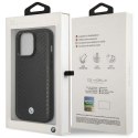 Etui BMW Leather Diamond Pattern na iPhone 14 Pro - czarne BMW