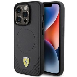 Etui Ferrari Carbon Metal Logo MagSafe na iPhone 15 Pro - czarne Ferrari