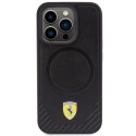 Etui Ferrari Carbon Metal Logo MagSafe na iPhone 15 Pro - czarne Ferrari