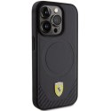 Etui Ferrari Carbon Metal Logo MagSafe na iPhone 15 Pro - czarne Ferrari