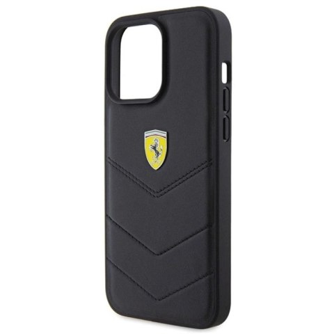 Etui Ferrari Quilted Metal Logo na iPhone 15 Pro Max - czarne Ferrari