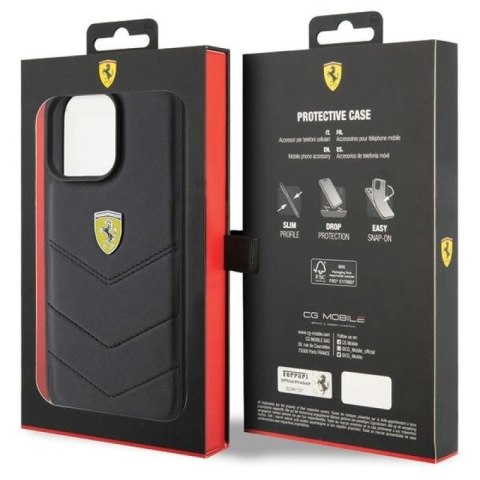 Etui Ferrari Quilted Metal Logo na iPhone 15 Pro Max - czarne Ferrari