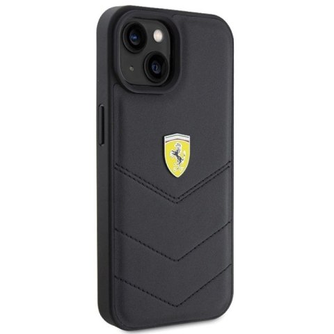 Etui Ferrari Quilted Metal Logo na iPhone 15 - czarne Ferrari