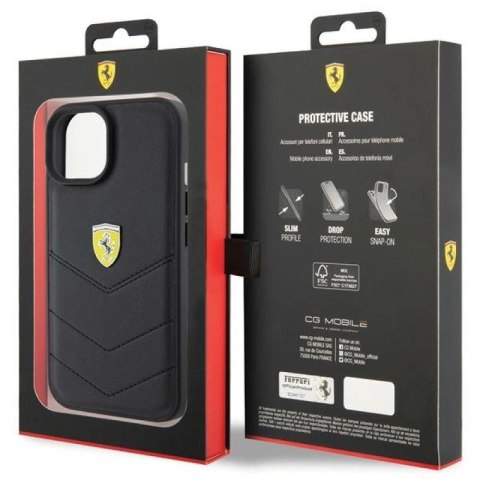 Etui Ferrari Quilted Metal Logo na iPhone 15 - czarne Ferrari