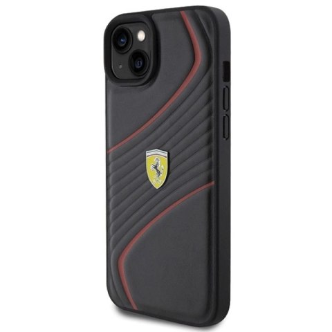 Etui Ferrari Twist Metal Logo na iPhone 15 Plus - czarne Ferrari