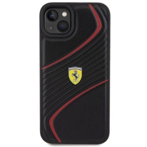 Etui Ferrari Twist Metal Logo na iPhone 15 Plus - czarne Ferrari