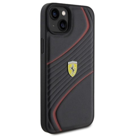 Etui Ferrari Twist Metal Logo na iPhone 15 Plus - czarne Ferrari
