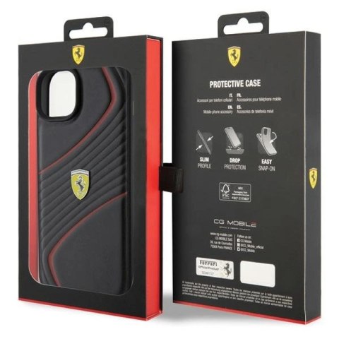 Etui Ferrari Twist Metal Logo na iPhone 15 Plus - czarne Ferrari