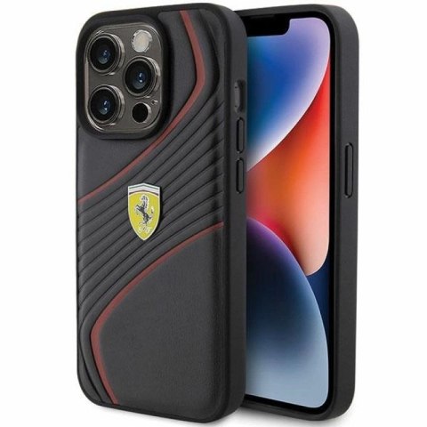 Etui Ferrari Twist Metal Logo na iPhone 15 Pro - czarne Ferrari