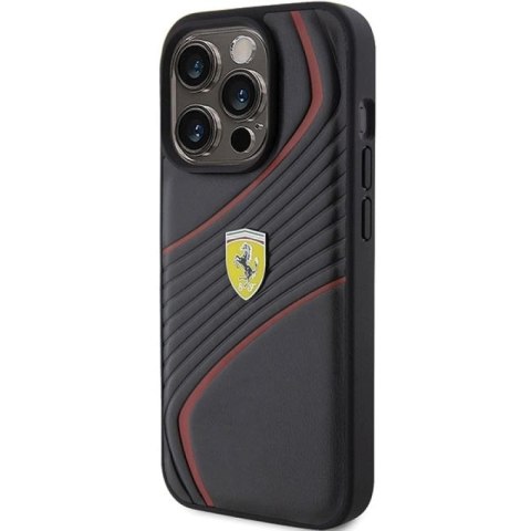 Etui Ferrari Twist Metal Logo na iPhone 15 Pro - czarne Ferrari