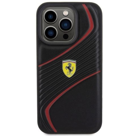 Etui Ferrari Twist Metal Logo na iPhone 15 Pro - czarne Ferrari