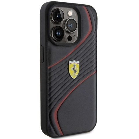 Etui Ferrari Twist Metal Logo na iPhone 15 Pro - czarne Ferrari