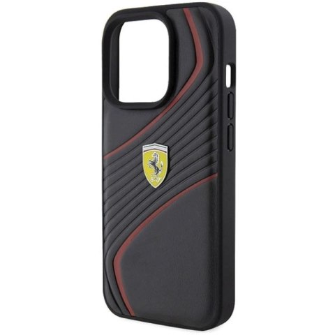 Etui Ferrari Twist Metal Logo na iPhone 15 Pro - czarne Ferrari