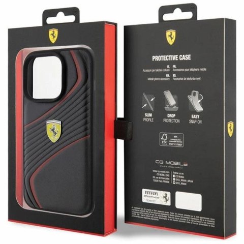 Etui Ferrari Twist Metal Logo na iPhone 15 Pro - czarne Ferrari