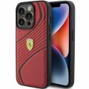 Etui Ferrari Twist Metal Logo na iPhone 15 Pro - czerwone Ferrari