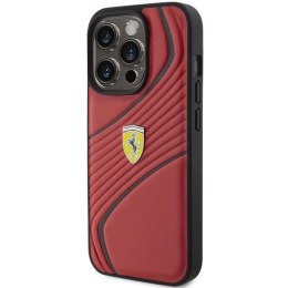 Etui Ferrari Twist Metal Logo na iPhone 15 Pro - czerwone Ferrari