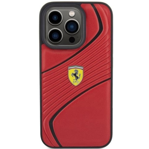 Etui Ferrari Twist Metal Logo na iPhone 15 Pro - czerwone Ferrari