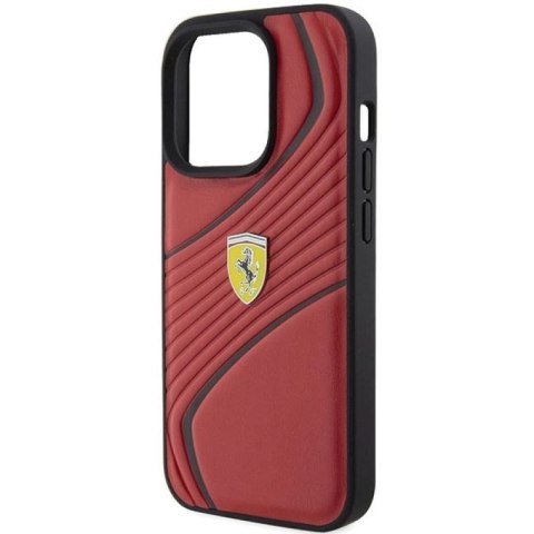 Etui Ferrari Twist Metal Logo na iPhone 15 Pro - czerwone Ferrari