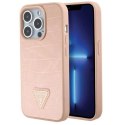 Etui Guess Croco Triangle Metal Logo na iPhone 15 Pro - różowe Guess