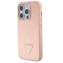 Etui Guess Croco Triangle Metal Logo na iPhone 15 Pro - różowe Guess