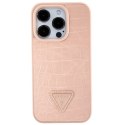 Etui Guess Croco Triangle Metal Logo na iPhone 15 Pro - różowe Guess