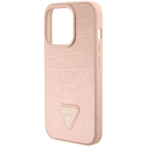 Etui Guess Croco Triangle Metal Logo na iPhone 15 Pro - różowe Guess