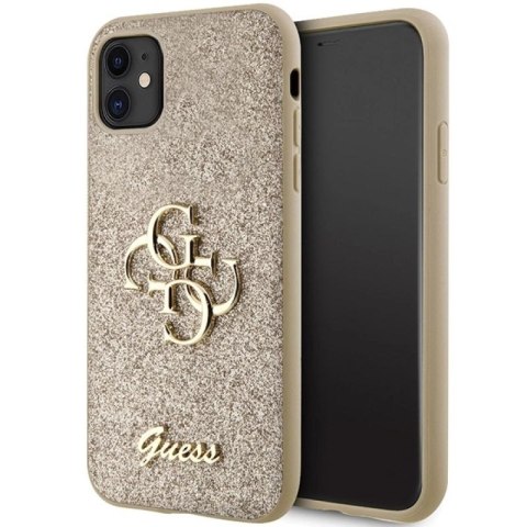 Etui Guess Glitter Script Big 4G na iPhone 11 / Xr - złote Guess