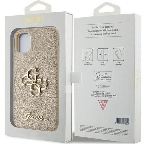 Etui Guess Glitter Script Big 4G na iPhone 11 / Xr - złote Guess
