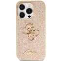 Etui Guess Glitter Script Big 4G na iPhone 14 Pro - złote Guess