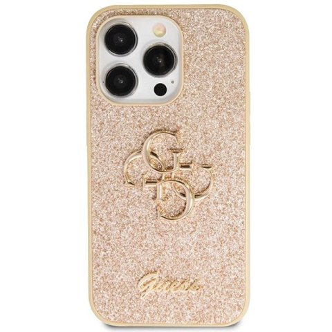 Etui Guess Glitter Script Big 4G na iPhone 14 Pro - złote Guess