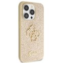 Etui Guess Glitter Script Big 4G na iPhone 14 Pro - złote Guess