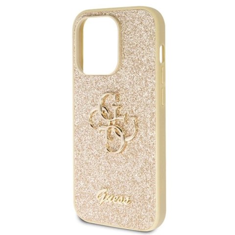 Etui Guess Glitter Script Big 4G na iPhone 14 Pro - złote Guess