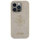Etui Guess Glitter Script Big 4G na iPhone 15 Pro - złote Guess