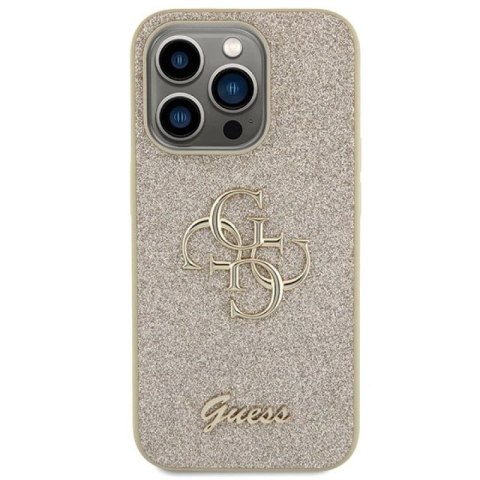 Etui Guess Glitter Script Big 4G na iPhone 15 Pro - złote Guess